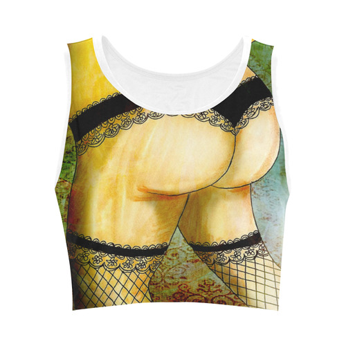 art illustration colorful sexy woman girl laces body naked Women's Crop Top (Model T42)