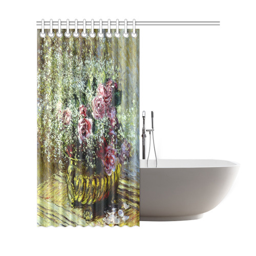 Monet Flowers In A Pot Floral Painting Shower Curtain 69"x72"