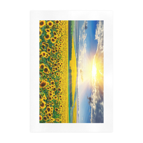 Sunflower Field Against the Dramatic Sky Art Print 19‘’x28‘’