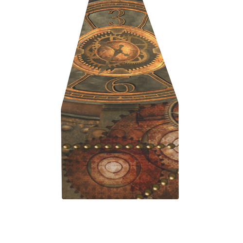 Steampunk, wonderful vintage clocks and gears Table Runner 14x72 inch