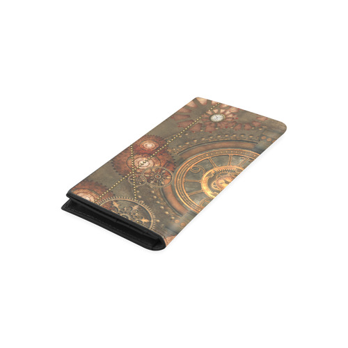 Steampunk, wonderful vintage clocks and gears Women's Leather Wallet (Model 1611)