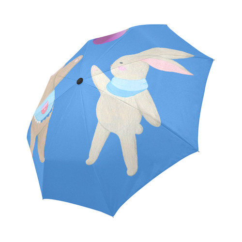 Cute Bear and Rabbit Playing with a Funny Ball Auto-Foldable Umbrella (Model U04)