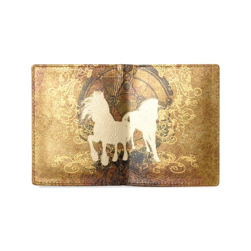 Beautiful horses, silhouette Men's Leather Wallet (Model 1612)