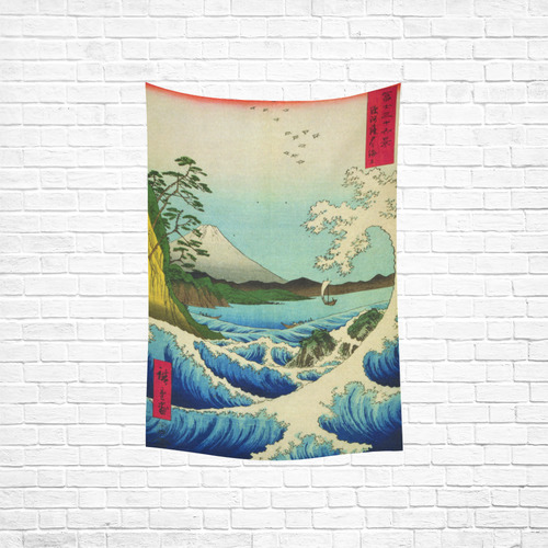 Hiroshige Sea at Satta Suruga Province Cotton Linen Wall Tapestry 40"x 60"