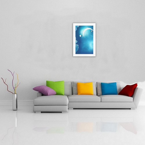 Crescent Moon and Lantern Lightning in Sky Art Print 19‘’x28‘’