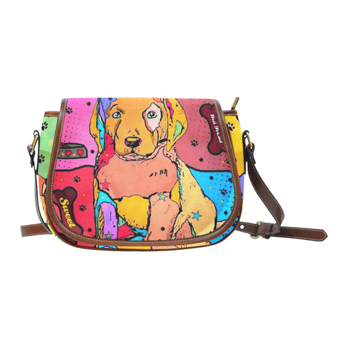 Labrador Popart By Nico Bielow Saddle Bag/Large (Model 1649)