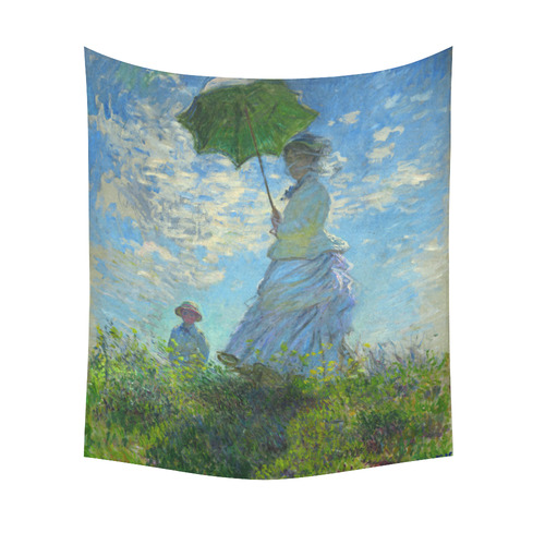 Madame Monet with Her Son and Parasol Cotton Linen Wall Tapestry 51"x 60"