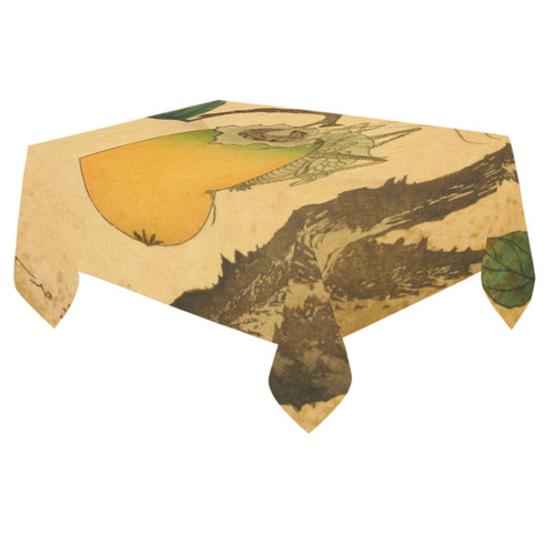 Hokusai Grasshopper Eating Persimmon Nature Cotton Linen Tablecloth 60"x 84"