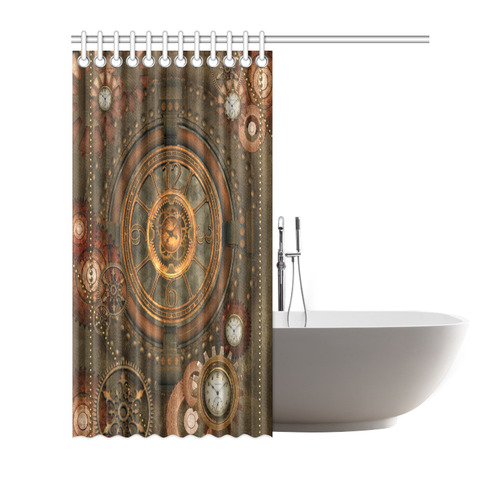 Steampunk, wonderful vintage clocks and gears Shower Curtain 66"x72"