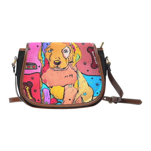 Labrador Popart By Nico Bielow Saddle Bag/Small (Model 1649)(Flap Customization)