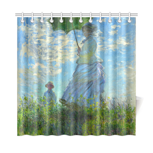 Madame Monet with Her Son and Parasol Shower Curtain 72"x72"