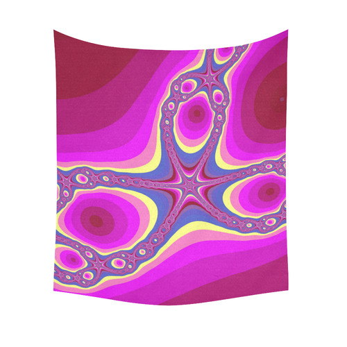 Fractal in pink Cotton Linen Wall Tapestry 51"x 60"