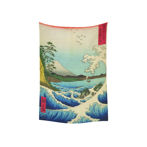 Hiroshige Sea at Satta Suruga Province Cotton Linen Wall Tapestry 40"x 60"