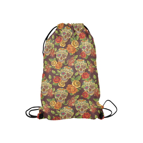 sugar skull pattern Small Drawstring Bag Model 1604 (Twin Sides) 11"(W) * 17.7"(H)