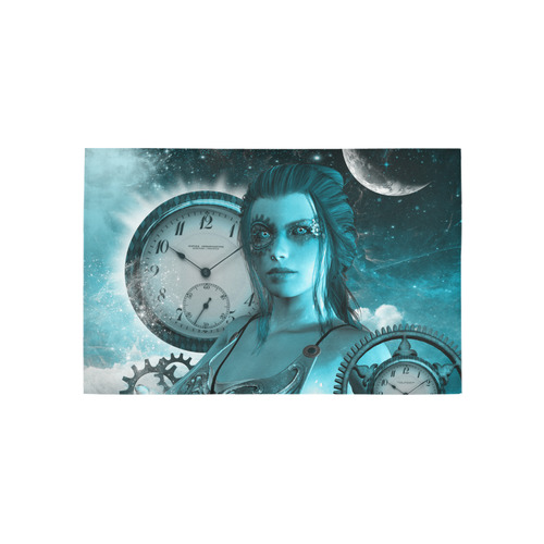 Steampunk lady, clocks and gears Area Rug 5'x3'3''