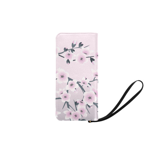 Cute Owl and Cherry Blossoms Pink Gray Women's Clutch Purse (Model 1637)