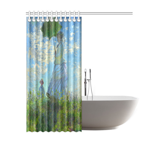 Madame Monet with Her Son and Parasol Shower Curtain 60"x72"