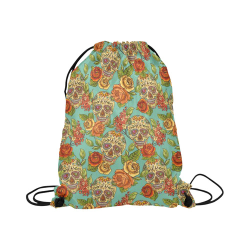 sugar skull pattern Large Drawstring Bag Model 1604 (Twin Sides)  16.5"(W) * 19.3"(H)