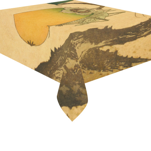 Hokusai Grasshopper Eating Persimmon Nature Cotton Linen Tablecloth 52"x 70"