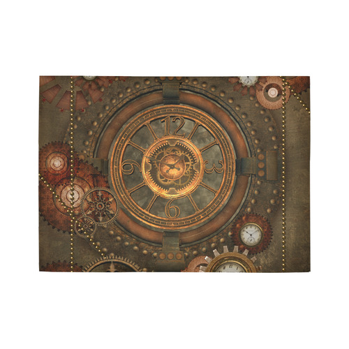 Steampunk, wonderful vintage clocks and gears Area Rug7'x5'