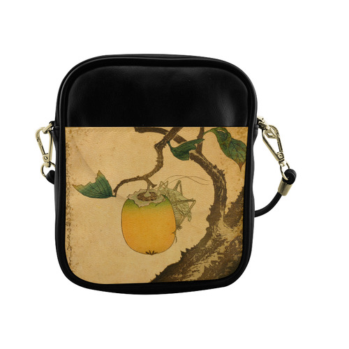 Hokusai Grasshopper Eating Persimmon Nature Sling Bag (Model 1627)