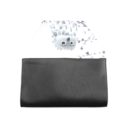 Cute Owl and Cherry Blossoms Pink Gray Clutch Bag (Model 1630)