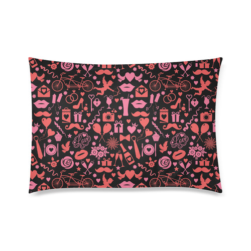 Pink Love Custom Zippered Pillow Case 20"x30"(Twin Sides)