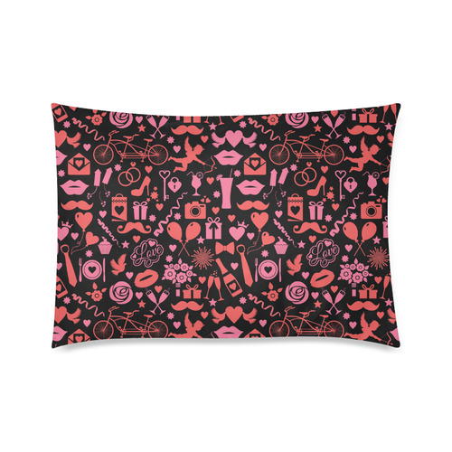 Pink Love Custom Zippered Pillow Case 20"x30"(Twin Sides)