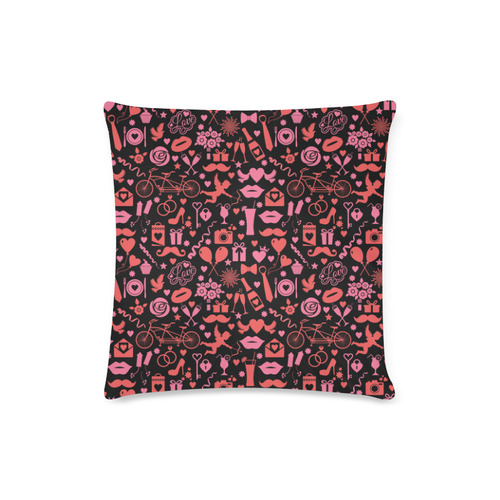 Pink Love Custom Zippered Pillow Case 16"x16" (one side)