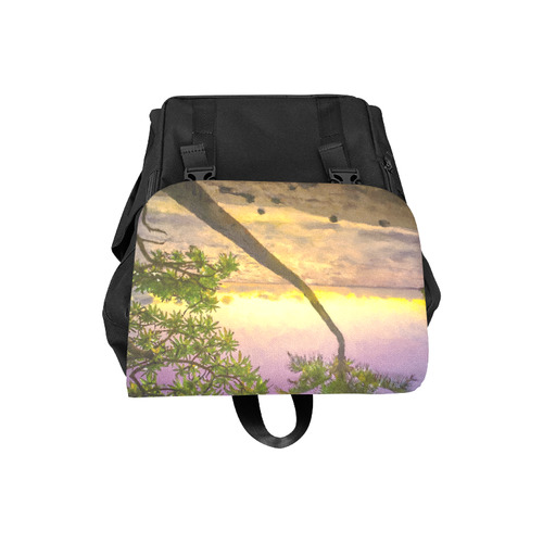 Painting tropical sunset beach with palms Casual Shoulders Backpack (Model 1623)