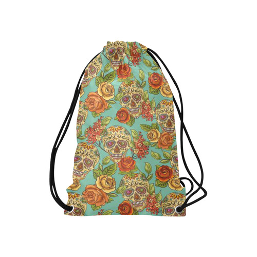 sugar skull pattern Small Drawstring Bag Model 1604 (Twin Sides) 11"(W) * 17.7"(H)