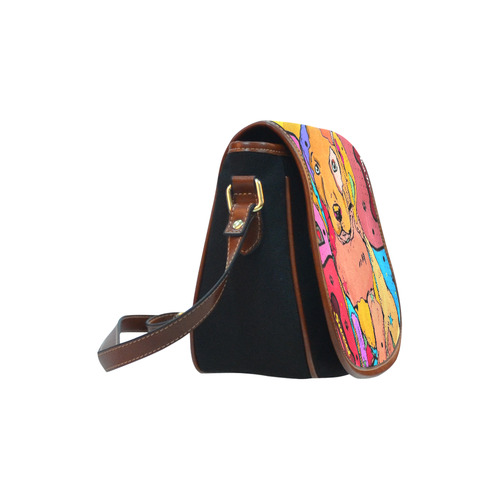 Labrador Popart By Nico Bielow Saddle Bag/Small (Model 1649)(Flap Customization)