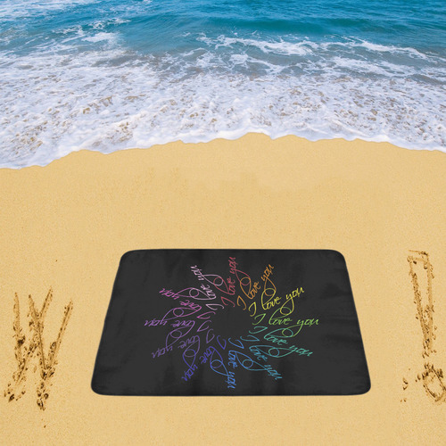 I love you rainbow Beach Mat 78"x 60"