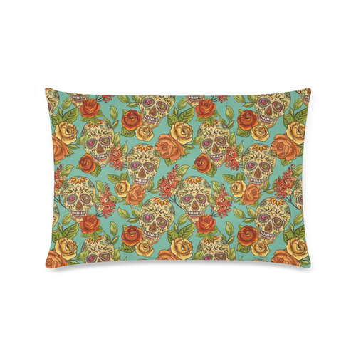 sugar skull pattern Custom Zippered Pillow Case 16"x24"(Twin Sides)