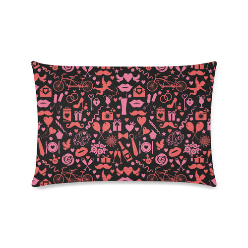 Pink Love Custom Zippered Pillow Case 16"x24"(Twin Sides)