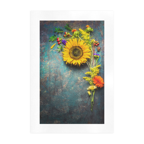 Autumn Flowers Bunch with Sunflowers Art Print 19‘’x28‘’