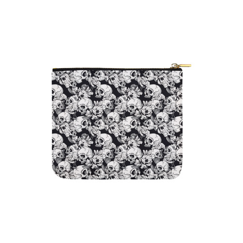 skull pattern, black and white Carry-All Pouch 6''x5''