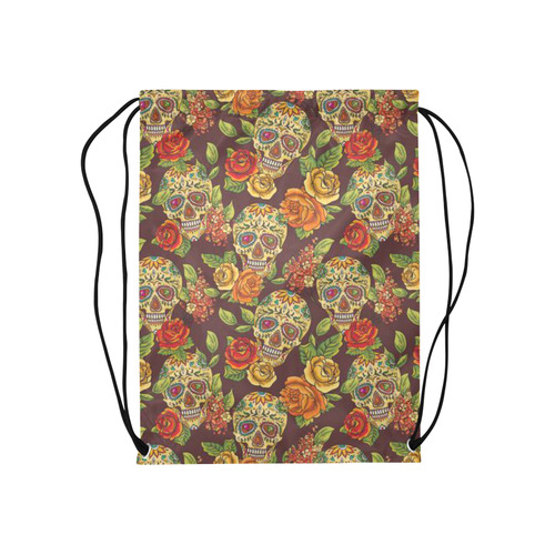 sugar skull pattern Medium Drawstring Bag Model 1604 (Twin Sides) 13.8"(W) * 18.1"(H)