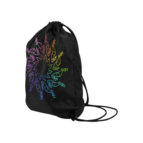 I love you rainbow Large Drawstring Bag Model 1604 (Twin Sides)  16.5"(W) * 19.3"(H)