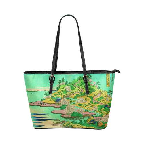 Hokusai Mount Tempo Setchu Landscape Leather Tote Bag/Large (Model 1651)