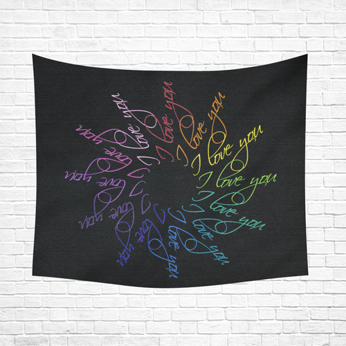 I love you rainbow Cotton Linen Wall Tapestry 60"x 51"