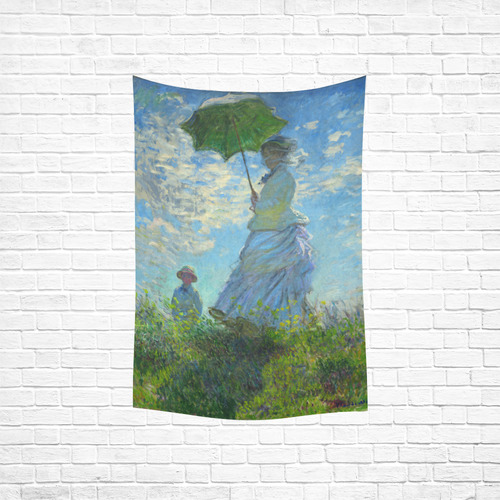 Madame Monet with Her Son and Parasol Cotton Linen Wall Tapestry 40"x 60"
