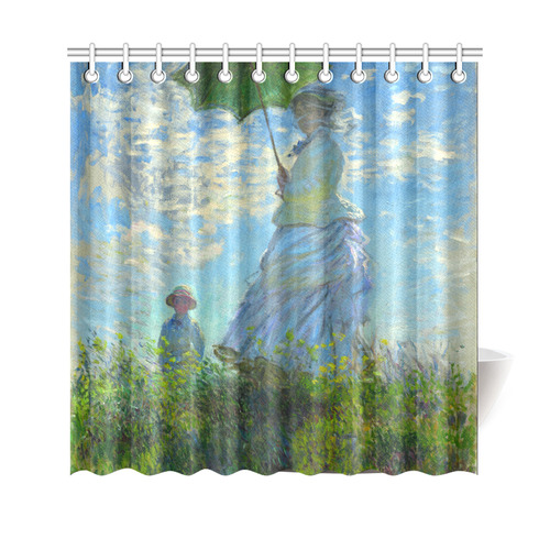 Madame Monet with Her Son and Parasol Shower Curtain 69"x70"