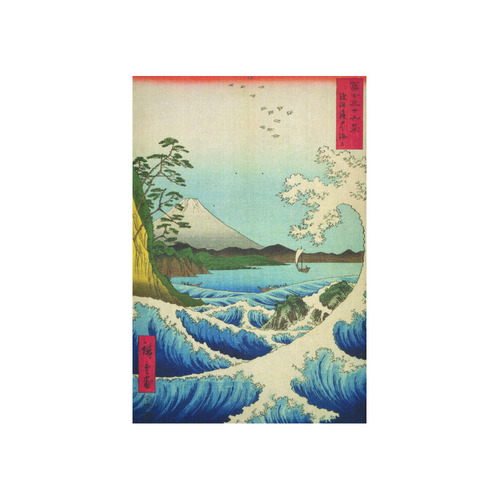Hiroshige Sea at Satta Suruga Province Cotton Linen Wall Tapestry 40"x 60"