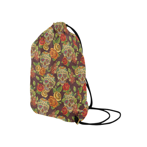 sugar skull pattern Medium Drawstring Bag Model 1604 (Twin Sides) 13.8"(W) * 18.1"(H)