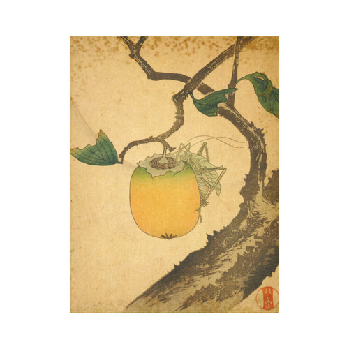 Hokusai Grasshopper Eating Persimmon Nature Cotton Linen Wall Tapestry 60"x 80"