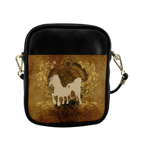 Beautiful horses, silhouette Sling Bag (Model 1627)