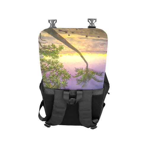Painting tropical sunset beach with palms Casual Shoulders Backpack (Model 1623)