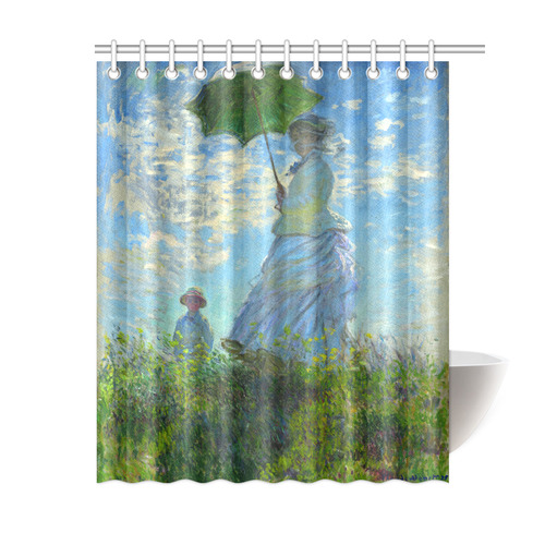 Madame Monet with Her Son and Parasol Shower Curtain 60"x72"