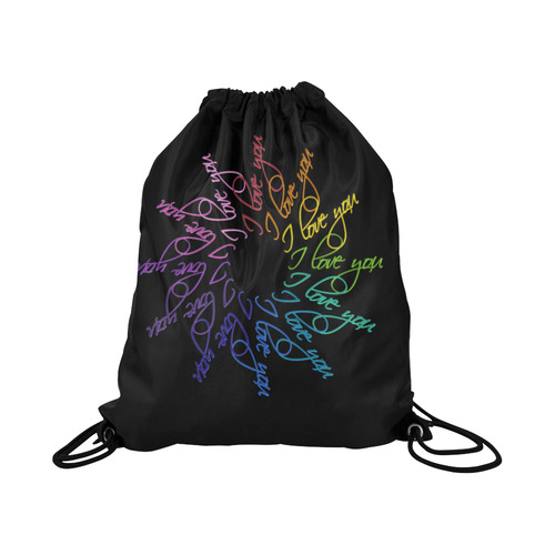 I love you rainbow Large Drawstring Bag Model 1604 (Twin Sides)  16.5"(W) * 19.3"(H)